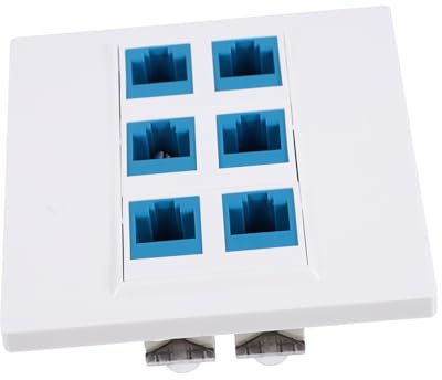 NUOBESTY Cat6 Ethernet Wall Plate 6-port Female-to-female Removable Faceplate for Home and Office Network, White 86-type Gigabit Socket Compatible with Ethernet Cables