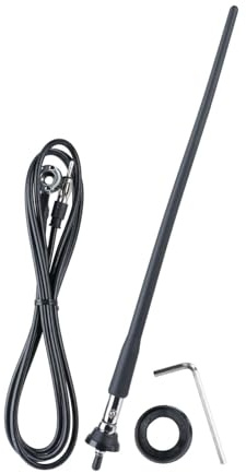 Superbat Antenna Radio CB FM/AM Marina 41cm Flessibile in Gomma con Connettore Spinotto DIN Cavo 2m 522?1710KHz(AM) 87.5?108MHz(FM) 50Ohm per Barche, Auto, Camper, Moto, Trattori, ATV/UTV