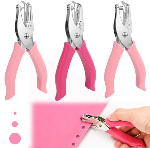 KOUHA Lochzange Papier Lochdurchmesser 1,5mm&3mm&6mm Stanztiefe 4cm 3 Stück Handgeführte Einzellochstanze für DIY-Bastelarbeiten zu Hause im Büro in der Schule Locher Klein Lochstanzer Papier (A)