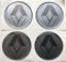 SCOOBY DESIGNS Lot de 4 autocollants en forme de dôme pour centre de roue Gris argenté 50 mm