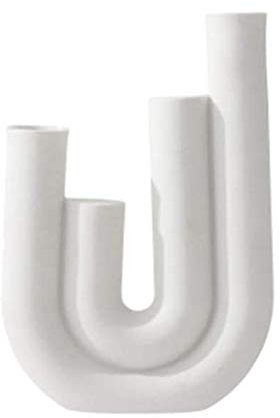 Fenteer Keramik Weiß Kerzenhalter für Säule Kerze und Kegel Kerzen, Langlebig, Modernes Design Kerzenhalter für Hochzeit Home Mittelstücke - 17x12cm