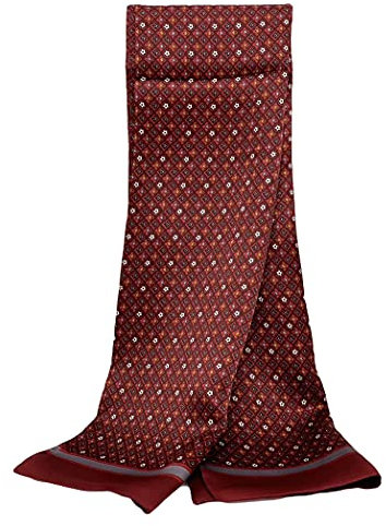 UK_Stone Halstuch Herren 100% Seide Schal Vintage Pattern Seidenschal Herrenschal, (Vintage Blumen Pattern #3 Weinrot)