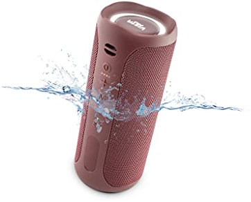 Vieta Pro Altavoz Bluetooth Potente, Resistente al Agua, 10H de Batería, Micrófono y Radio FM. Altavoz Portátil Grande True Wireless, Aux In, USB, Asistente de Voz y Sistema de Luces | Upper 3 Burdeos