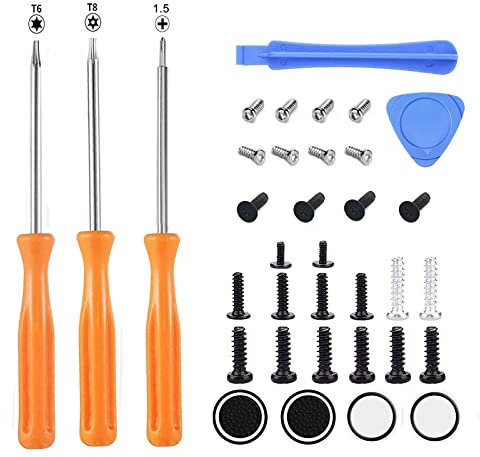 UYXiNONE Schraubendreher-Set Reparatursatz für PS3, PS4, PS5 und Xbox One/Series X Controller mit T6, T8, Kreuzschraubendreher und Joystick-Kappen