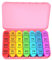 Doruimi Tablettenbox 7 Tage Morgens Mittags Abends, Klein Pillendose Große Fächer, Medikamentenbox 7 Tage 4 fächer mit Einfachem Offenem Design FüR Kinder äLtere und Arthritische HäNde - Rosa