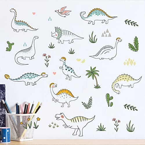 Mulaibdin Wandtattoo Kinderzimmer Junge Dino, Wandtattoo Dinosaurier Kinder, Wandsticker Kinderzimmer Tiere, Wand Deko Kinderzimmer Jungen, Dino Sticker Wand für Baby & Kleinkinderzimmer(Dino B)