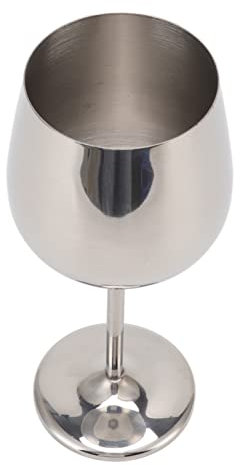 Copas de Vino de Acero Inoxidable, Copa de Vino de Metal con Base Ancha y Grande Copas de Vino Tinto Plateado/Copas de Champán Doradas para Fiesta Banquete de Bodas Eventos al Aire Libre(Silver)