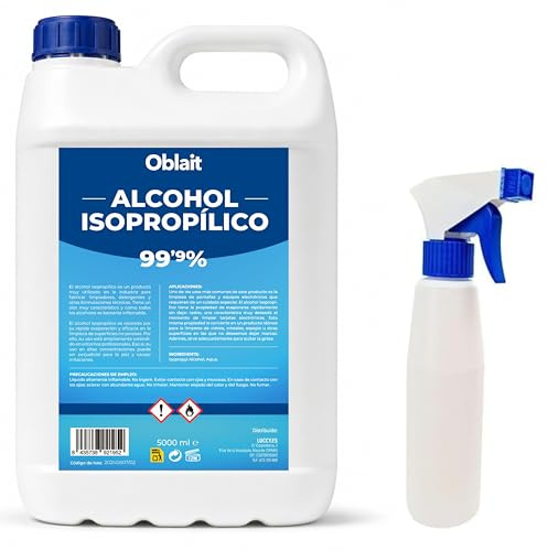 Alcool Isopropylique 99,9% Pur 5L + Bouteille Spray Rechargeable 250 ml | Isopropanol | Nettoyage de Composants Électroniques et Surfaces