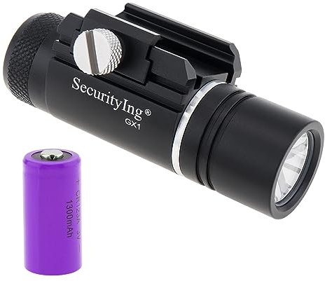 SecurityIng 320LM Rail Mounted Compact Pistol Light, Waterproof Mini Tactical Gun Flashlight Weapon Light Handgun Torch for Picatinny MIL-STD-1913 (1PC, with Battery)