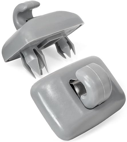 Click&Fit 2 Clips para Visera Solar compatibles con Audi A1 A3 A4 A5 Q3 Q5 TT - Soporte de Protector Solar Gris con Gancho replase 8U0857562A, 8E0857562