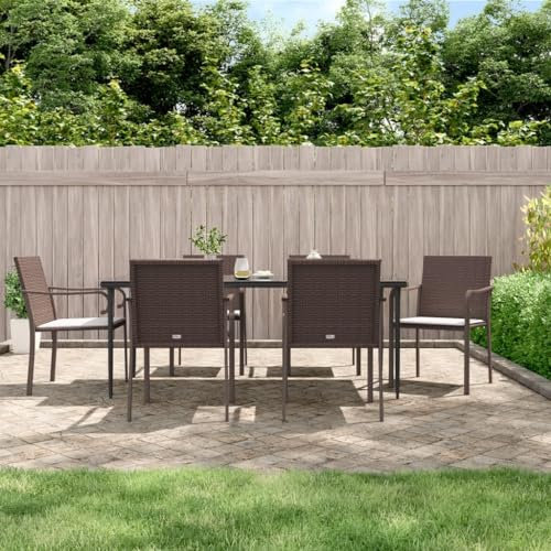 ARKEM Gartenstühle mit Kissen 6 STK. Braun 56x59x84 cm Poly Rattan Rattansessel Sklum