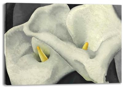 RYLJCZ Abstrakte berühmte Gemäldedrucke – Calla-Lilien von O'Keeffo, Reproduktion berühmter Gemälde – fertig zum Aufhängen,Wohnzimmer-Dekoration auf Leinwand, 50 x 70 cm (19,7 x 27,6), gerahmt