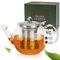 YC Yang Chai Théière avec infuseur 800 ml - Théière en verre - Théière avec passoire en acier inoxydable 304 - Résistante à la chaleur et au micro-ondes - Théière avec passoire amovible - 100 %