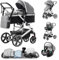 Zkiprm 3-in-1 Baby Kinderwagen Reisesystem, Kinderwagen und Autositz-Kombi, Kinderwagen mit höhenverstellbarem Griff, Babybuggy mit Moskitonetz, Reisewagen mit Aluminiumrahmen für Neugeborene 0-4