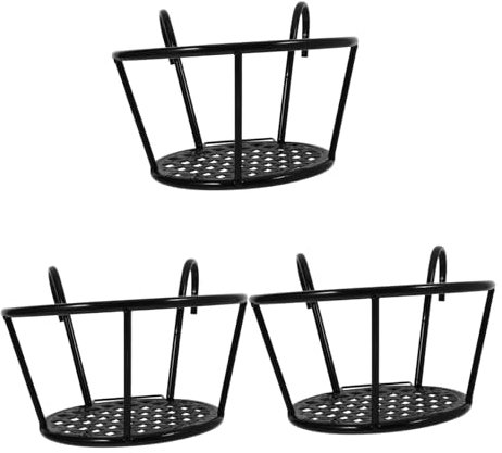 VANZACK 3pièces Pot De Fleur Exterieur Suspendu Metal Jardiniere Suspendue Pour Balcon Support De Pot De Fleurs Pour Balustrade Et Cloture