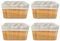 Acan Tradineur - Pack de 4 cestas rectangulares de bambú, incluyen forro interior de tela extraíble y lavable, ligeras, organización del hogar (Color natural - 26 x 20 x 14 cm)