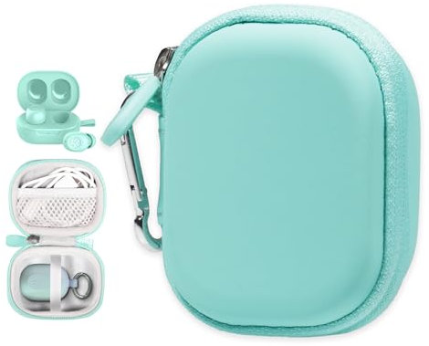 CaseSack Case for JLab Go Air Pop, Air, Air Tones+/ Tones, JBuds Mini True Wireless Earbuds, Compact Organizer for The Charger case and Charger Cord (Mint)