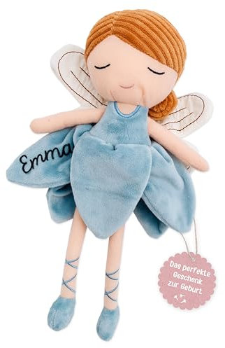 wunderwunsch personalisierte Fee als Taufgeschenk Mädchen, Fairy, Geschenk Geburt, Puppe, Baby, 1. Geburtstag Girly, Kuscheltier individualisiert (rote Haare)