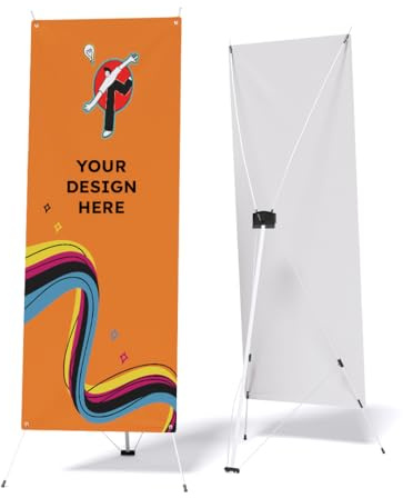 COPYKREA Bannière personnalisée | Présentoir publicitaire avec impression incluse | Photocall personnalisable 80 x 180 cm | Toile en PVC avec structure en X + étui de transport