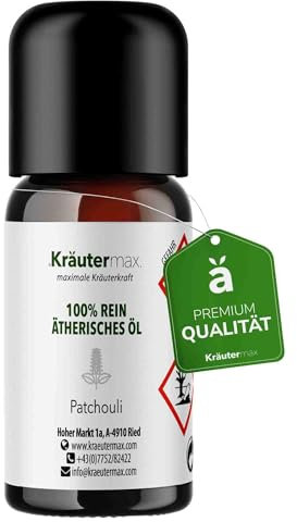 NEU! Kräutermax Patchouli ätherisches Öl | Patchouli ätherisches Öl für Diffuser, Sauna und mehr | Patchouli Raumduft | Naturreines ätherisches Öl aus Patchouli | 1 x 10 ml