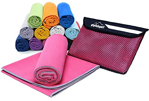gipfelsport Mikrofaser Handtuch - Microfaser Handtücher Set, Strandtuch, Badetuch I groß, schnelltrocknend I für Sport, Beach, Reise, Outdoor, Camping I leicht, dünn, klein I 180x80cm I Fuchsia