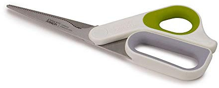 Joseph Joseph PowerGrip - Kitchen Scissors with Integrated Thumb Grip and herb stripper, White/Green, 4