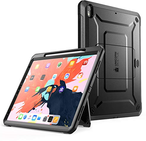 Supcase Unicorn Beetle Pro Series Full-Body Rugged Kickstand Protective Case with Apple Pencil Compatible for 12.9-Inch Pro (2018 Release), Black
