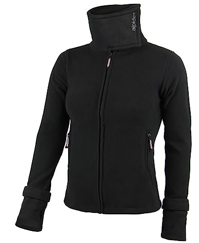 ALPIDEX Giacca Donna Pile Calda Morbido Full Zip Coletto Alto Antivento Felpa Outdoor Caldissima Invernale Termica Cerniera, Taglia:M, Colore:black