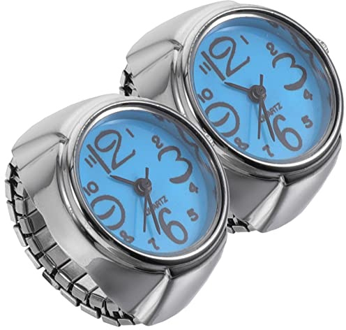 Hemobllo 2 pezzi orologio ad anello - orologio da dito - orologi al quarzo - orologi da donna anello creativo per donna donna ragazza (blu)