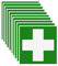 Erste Hilfe Aufkleber – Grünes Kreuz Rettungszeichen – Selbstklebend Hinweisschild für Verbandkasten - 10x10 cm (10)