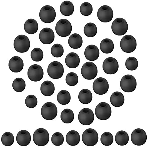 Greoer 36 Pieces Headphone Silicone Tips Replacement Earphone Tips, Noise Isolation Cover Noise Cancelling Earphones, for 4.5mm to 6mm Headphones (Black)
