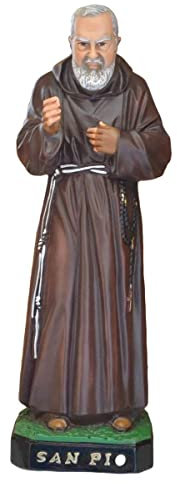 OVUNQUE PROTEGGIMI Statue San Padre Pio 50 cm aus Harz für den Innen- und Außenbereich Made in Italy
