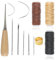 12 Pcs Leather Sewing Kit, Complete Leather Repair Kit Needles, 12m Waxed Thread Cord Drilling Awl Thimble Curved Upholstery Hand Sewing Needles for DIY Crafts Carpet Repair and Sewing Essentials
