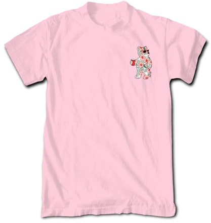 Riot Society Men's Short Sleeve Graphic Fashion T-Shirt, Tropical Flamingo Bear (Gildan 2000) (Pink), Large
