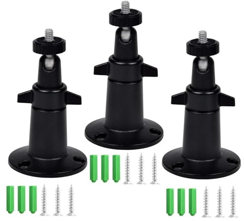CTXSumTec CCTV Security Camera Wall/Ceiling Mount, Adjustable Indoor/Outdoor Mount Compatible with Arlo, Arlo Pro 2 3, Arlo Ultra CCTV Camera with 1/4 Screw Head (Black Mount (3 Pack))