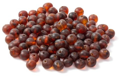Perle aus baltischem Bernstein mit gebohrtem Loch(3 Grams)-unPolished Cognac(6-8mm)
