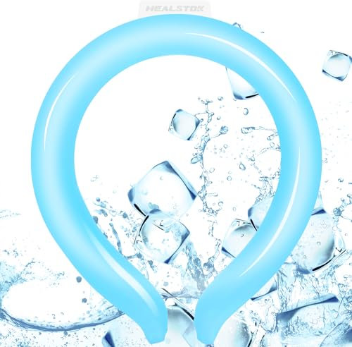 HEALSTOK Neck Cooling Tube | Reusable Ice Ring Neck Cooler | Wearable Cooling Neck Wraps for Summer Heat, Hands Free Neck Cooling Ring for Outdoor Activities, Sports, Workers (Blue)