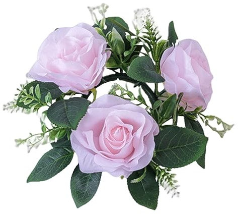 Künstliche Rosen Kerzenringe rund 23 cm für Tafelaufsätze Fenster rosa