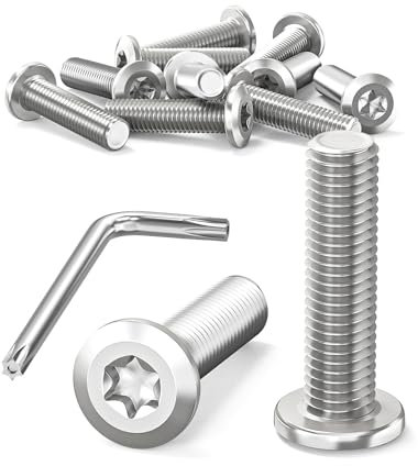 Dayalo Lot de 10 vis à tête plate M8 - Vis Torx M8 x 30 mm - En acier inoxydable - Filetage complet - Vis M8 avec clé Torx