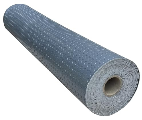 Shield Autocare © Heavy Duty Commerical Grade PVC Vinyl Floor Matting Garage Industrial Coin Penny Pattern Black | Blue | Light Grey | Dark Grey | 1.3m Width | 3mm Thick (Dark Grey, 0.5m x 1.3m)