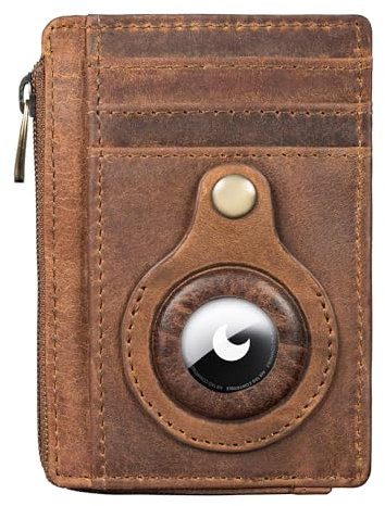 STILORD 'Sandro' 2-in-1 Mini Portefeuille pour Airtag étui clé Portefeuille Homme Cuir Veritable Leather Slim Wallet Bourse en Cuir Porte Monnaie RFID Pochette pour Carte, Couleur:Marron Moyen