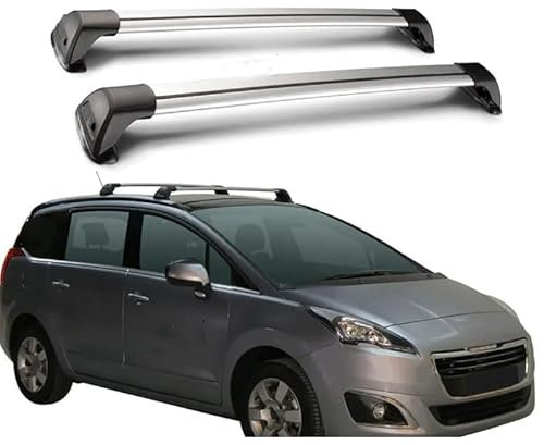 2 Stück Auto Dachträger, für Peugeot 5008 2009 2010 2011 2012 2013 2014-2017 Hochstabile Dachreling Rack Gepäck Querträger Relingträger Gepäckablage Car Zubehör