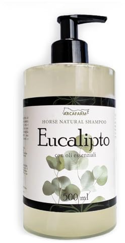 Shampoo Naturale per Cavalli all’Eucalipto Arcafarm 500 ml | Rinfrescante Purificante con Oli Essenziali contro lo sporco, uso frequente, per tutti i Manti, Made in Italy