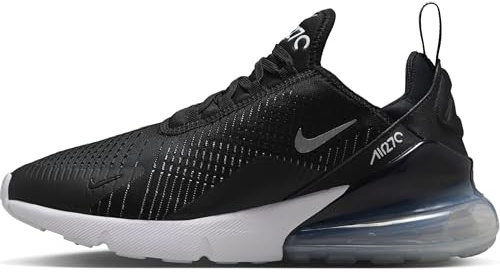 Nike Women's Air Max 270 Shoes, Black/Metallic Silver/White, 5