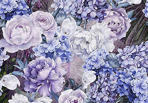Forwall Fototapete Blumen 3D Pfingstrosen Rosen Romantik Moderne Wohnzimmer Schlafzimmer Vlies Tapete Wandtapete UV-Beständig Hohe Auflösung Montagefertig (13514, V8 (368x254 cm) 4 Bahnen)