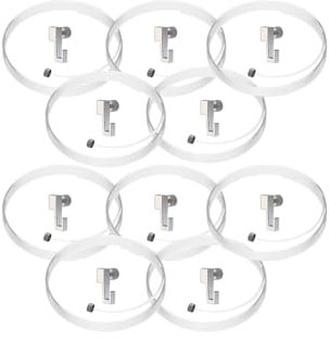 Arti Teq - Lot de 10 Kits de Fixation Câble Perlon Slider 150 cm et Crochet Coulissant Mini Hook - Charge Maximale 4 kg - Transparent