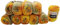 Ilkadim 10 x 50g Strickwolle YarnArt Jeans Crazy mit 55% Baumwolle, 500 Gramm Wolle mit Farbverlauf mehrfarbig (terrakotta gelb grau 8210)