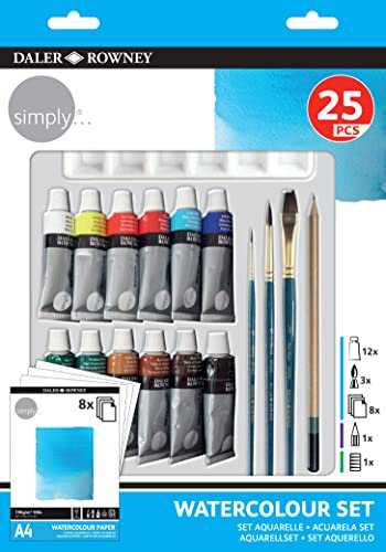 DALER ROWNEY Simply Aquarellmalset, sortierte Farben, 25-teilig