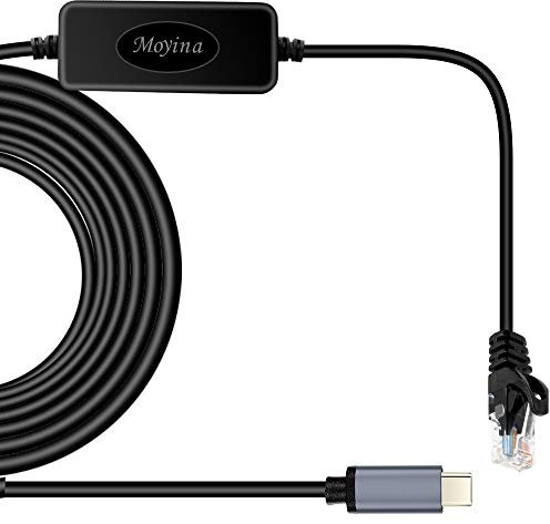 Moyina USB C to RJ45 Gigabit Ethernet Cable for MacBook Thunderbolt 3/Type-C, Windows, Chromebook, Surface Pro, Linux, android directly connected to switch, routers, modems