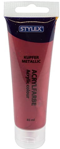 Stylex 28768 - Acryl-Farbe Kupfer Metallic, 83 ml Tube, matte Malfarbe auf Wasserbasis zum Malen und Basteln, für viele Untergründe geeignet, hochpigmentiert und wasserfest